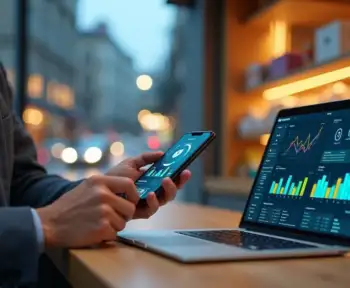 Gestor de loja conferindo pagamentos integrados em painel de conta digital