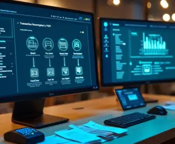 Tela de ERP exibindo integração de pagamentos TEF com cartões e recibos digitais