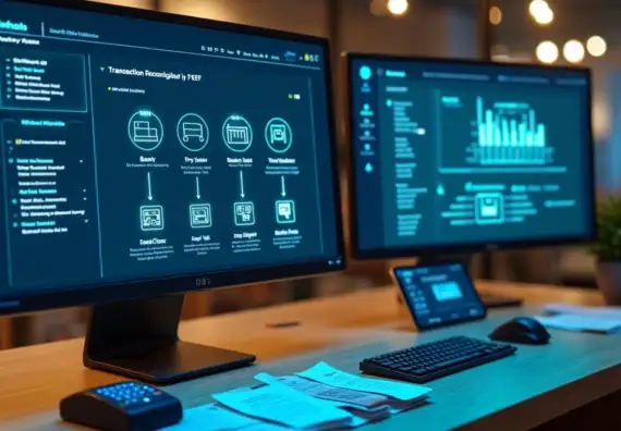 Tela de ERP exibindo integração de pagamentos TEF com cartões e recibos digitais